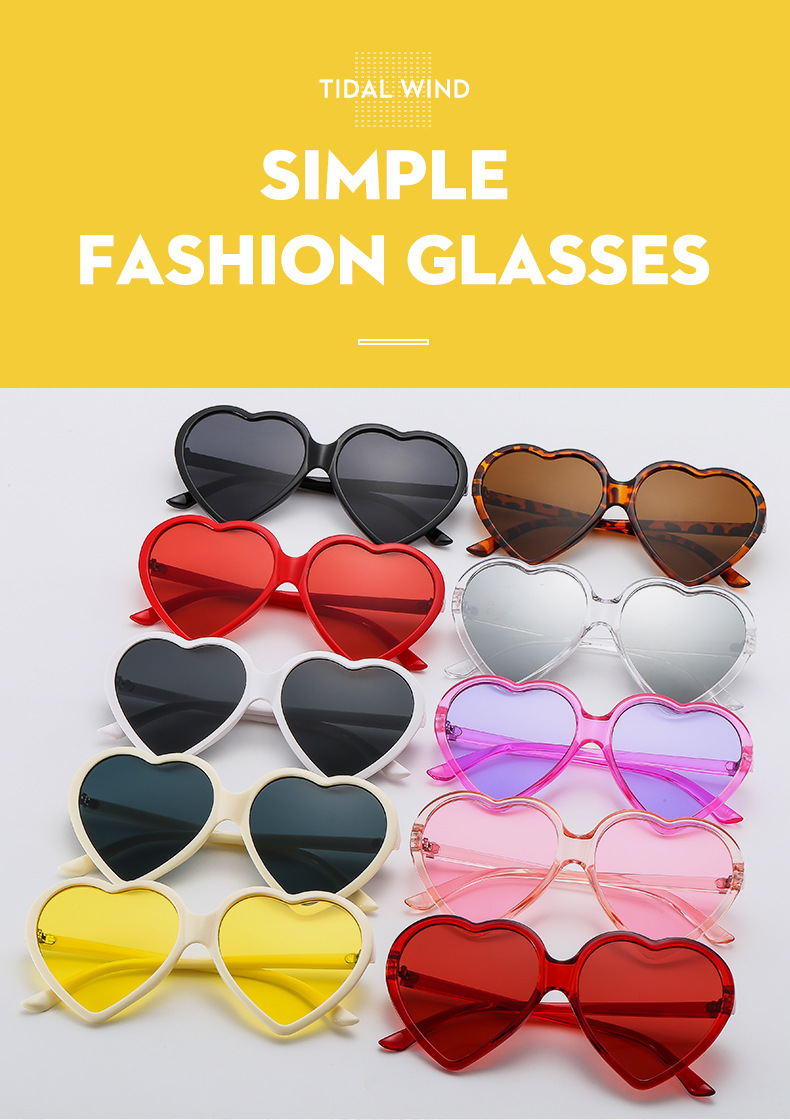 30g Weight Full Frame Glasses Structure Sunglasses Classification Ac, UV400 Protection Lens Material Fashion Heart Shape Ac UV400 Protection Special-Shaped Mirror Full Frame Women's Sunglasses