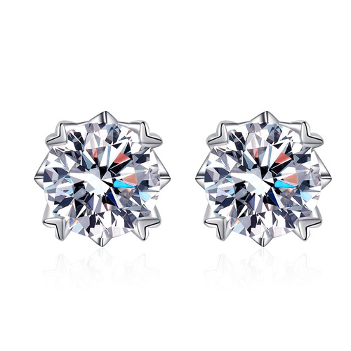 925 sterling silver earrings plated with pt950 gold as a gift to your girlfriend, exquisite and compact screw type moissanite earrings manufacturer