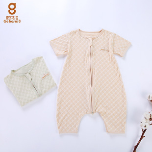Baby's Thin Leg Sleeping Bag Baby's Short-sleeved One-body Pajamas Newborn Air-conditioning Suit Summer Constant Temperature Breathable