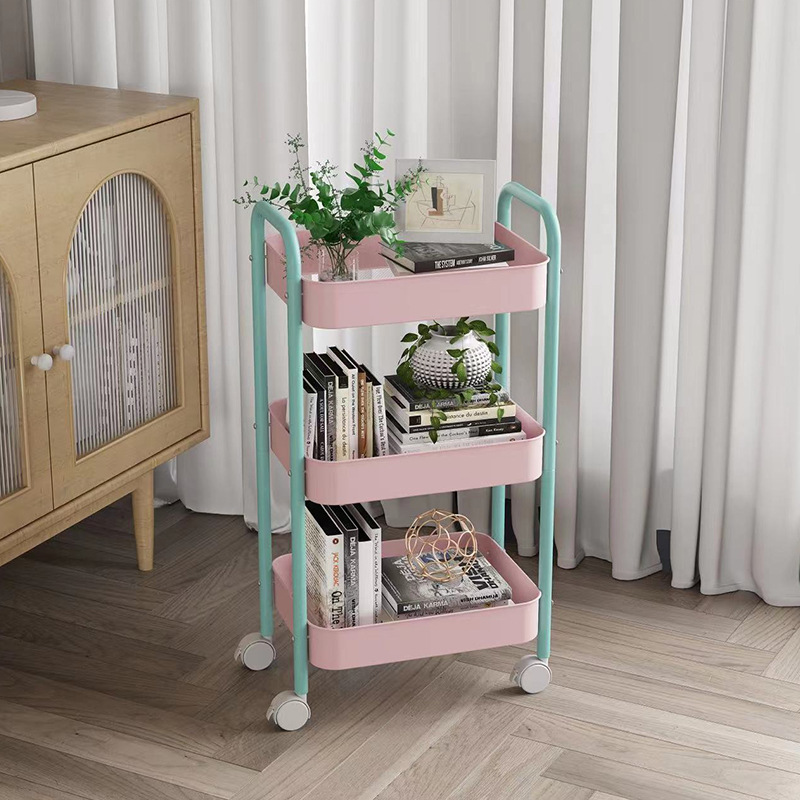 小型カート型収納ラック 家庭用多層収納ラック 移動式キャスター付きスナック収納ラック 越境寝室ベッドサイドラック