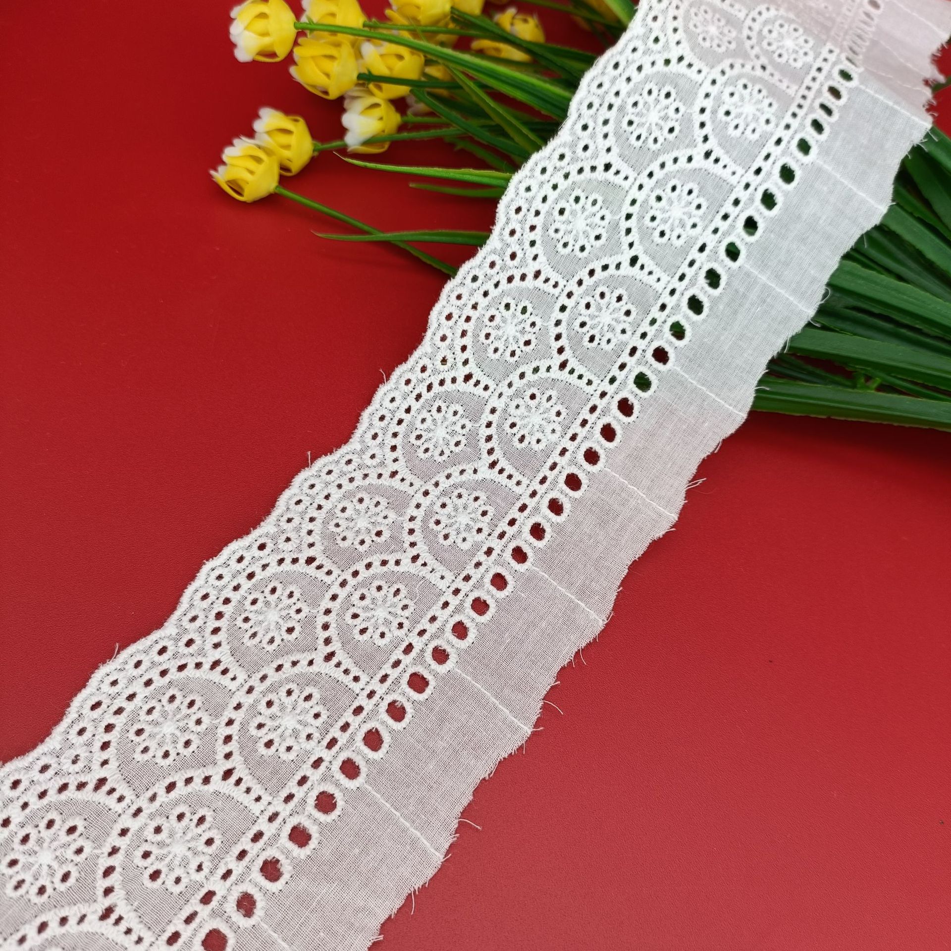 现货棉布条码花边服装辅料DIY棉线 棉布水溶镂空刺绣条码电脑绣花