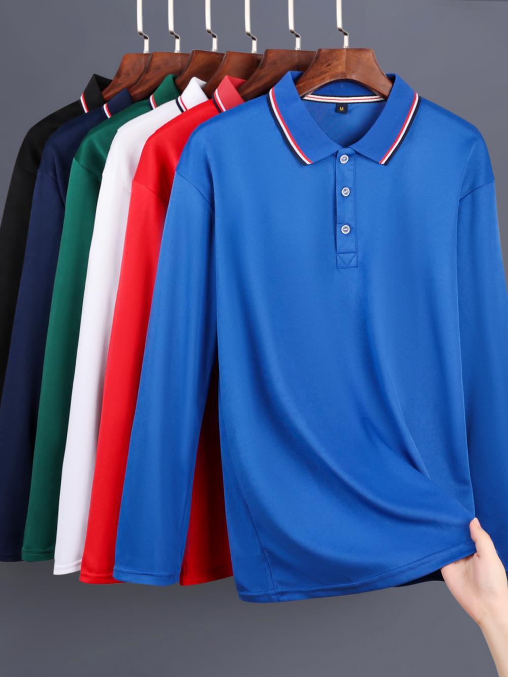 Long-Sleeved Polo Shirt with Custom Printed Logo, Autum Group Training Uniform, Cultural Shirt, Lapel Work Clothes, Advertising Shirt with Printing