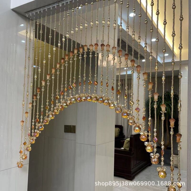Crystal Bead Curtain Arch Bead Curtain Wedding Room Curtain Curtain Partition Curtain Wine Red Color Crystal Transfer Beads