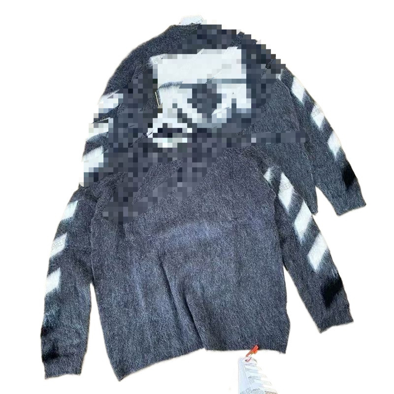 Mohair couple knitwear, gradient arrow design, relaxed style, autumn collection, round neck, loose-fitting sweater, WHI wholesale Mohair couple knitwear, gradient arrow design, relaxed style, autumn collection, round neck, loose-fitting sweater, WHI wholesale