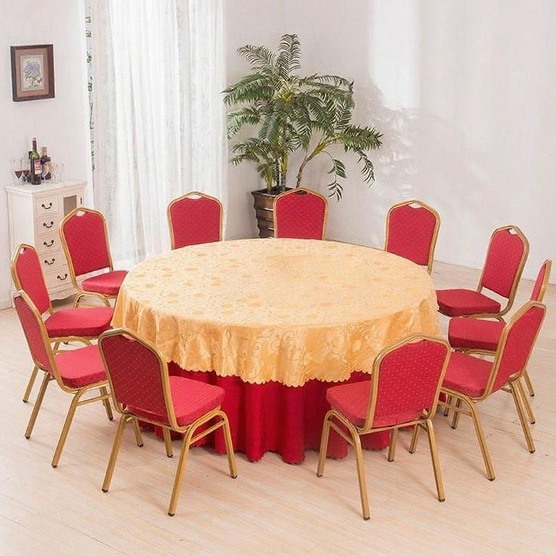 Factory Direct Sales Household Pvc White Leather Round Table Hotel Restaurant Restaurant 10 People 15 People 20 People Foldableing Dining Table