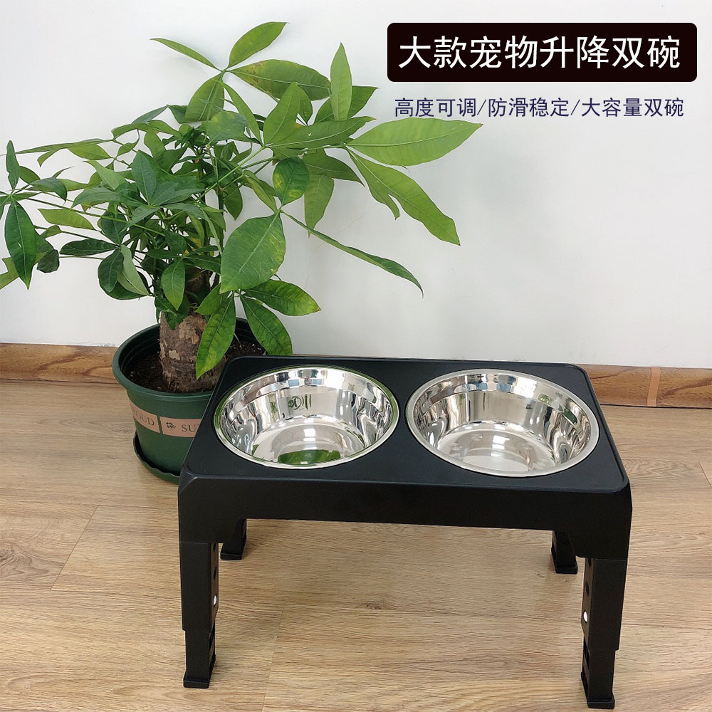 Tazón para mascotas ajustable de elevación tazón de acero inoxidable elevado perro grande doble tazón alimentador de perro tazón plegable tazón de perro vajilla cuenca