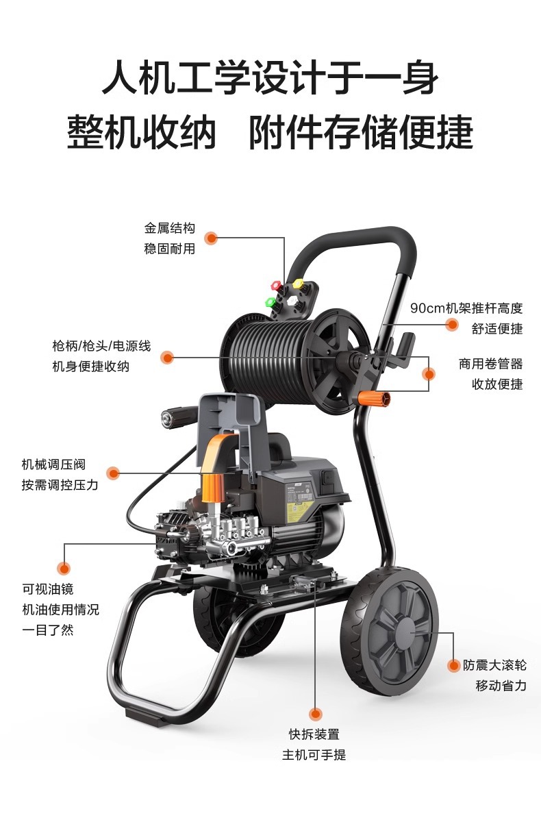 Yili Commercial High Pressure Car Washer 9022/9026 All Copper Motor Car Wash Farm Floor Wall Cleaning Machine