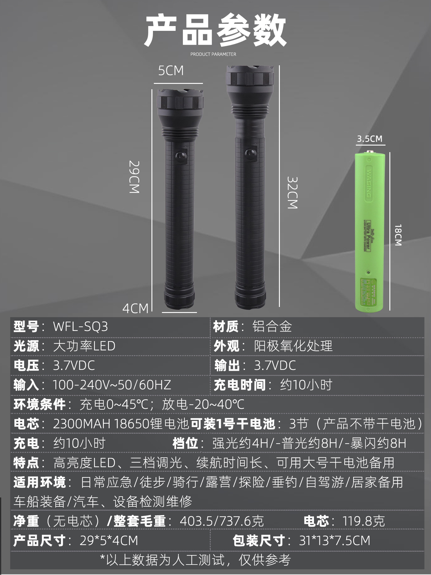 Huasheng Black Panther Strong Light Long-Range Telescopic Zoom Rechargeable Lithium Battery Patrol Security Outdoor No. 1 Battery Flashlight