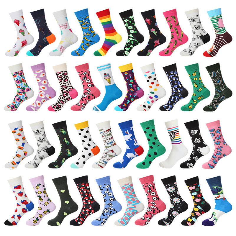 Sweden Happy Trendy Brand Socks European and American Hip Hop Trendy Socks Street Style Cotton Socks for Boys and Girls in Autumn and Winter Cross-border Foreign Trade