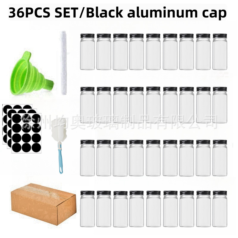 Juego de frascos de condimentos de vidrio con tapa de madera de bambú o acacia, elegante set de cocina