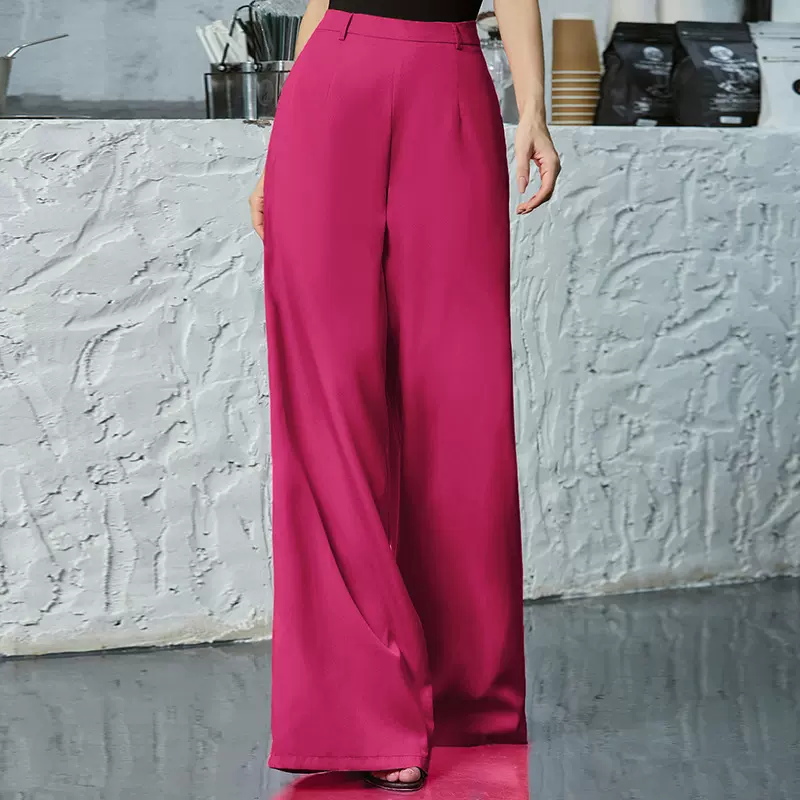 2025年夏季女装跨境专供纯色阔腿长裤厂家直销气质裤子女 甜酷风