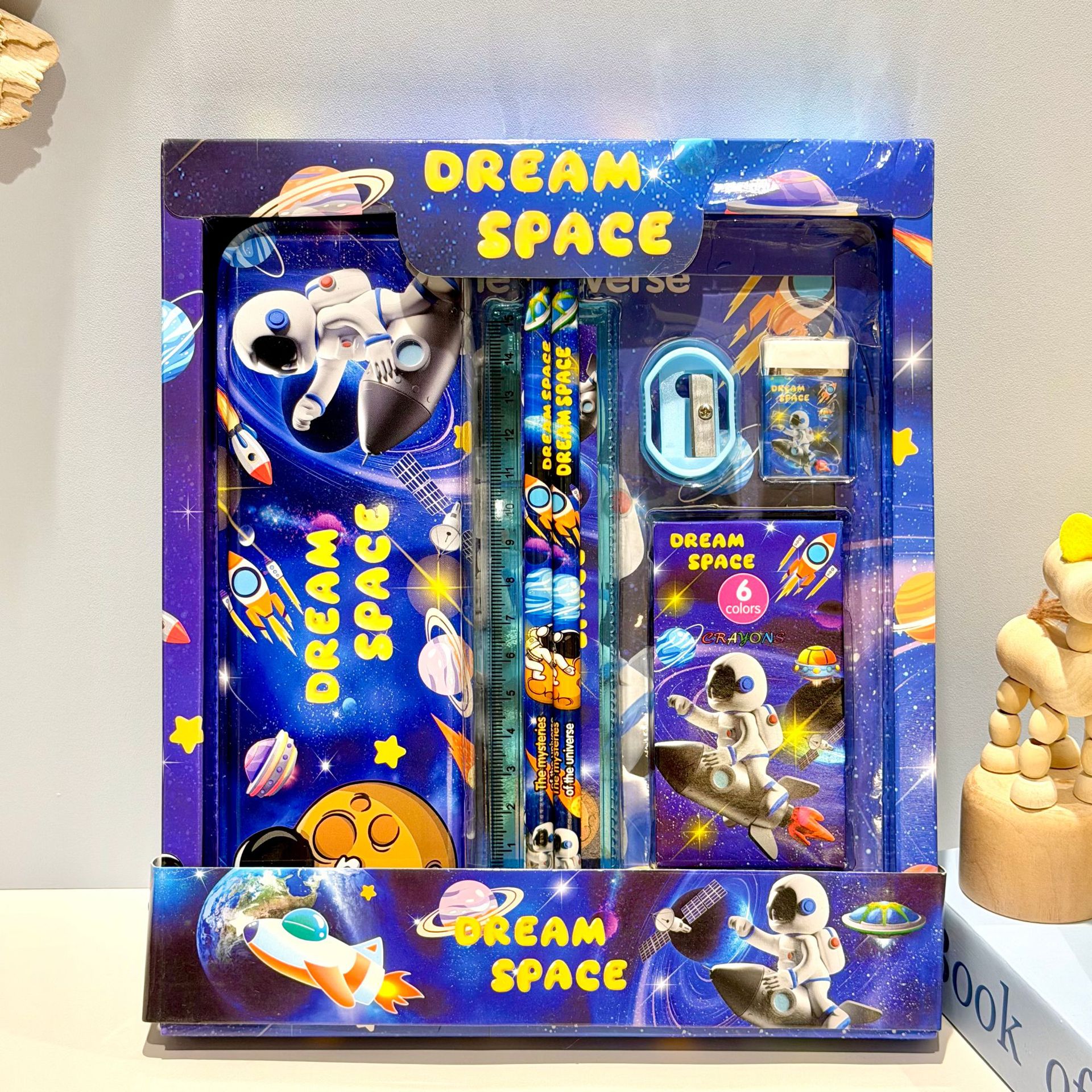 Caja de regalo de lápiz de dibujos animados, regla, cuchillo de lápiz, jardín de infantes, 1 de junio, papelería, caja de regalo