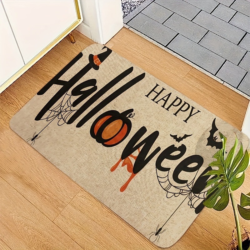 Cross-Border Amazon Temu Hot-Selling Halloween Floor Mat with Letters and Bats for Home Entrance Door Decoration
