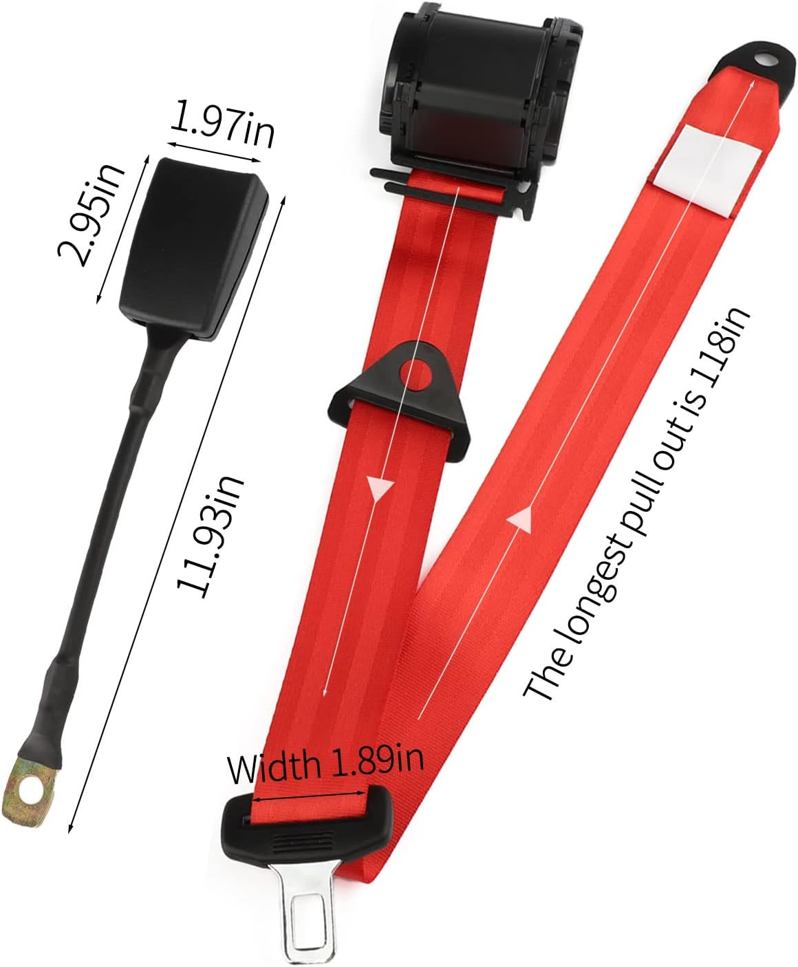 Three-Point Safety Harness Suitable for Go-Kart Clubs, Cars, and Small Vans. Adjustable Retractable Safety Harness