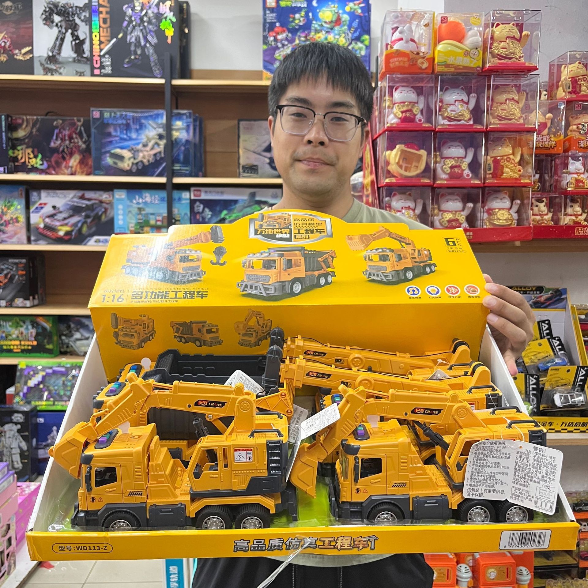 Wandi World Electric Sand Transportation Belt Ingeniería Vehículo acústico y óptico Porta abierta Vehículo de transporte de inercia juguetes regalos al por mayor