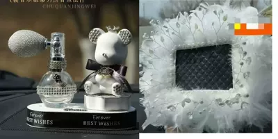 Car ornaments, Celebrity Accessories for Women, Aromatherapy - airbag-violent-bear-ornament-crystal-bead-rectangular-feather-pad
