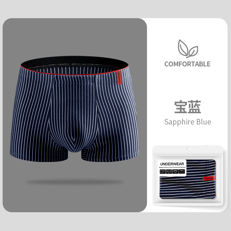 Ropa interior de los hombres a rayas niños antibacterianos transpirable Boxer shorts cabeza rayas deportes suelta más tamaño Boxer shorts al por mayor