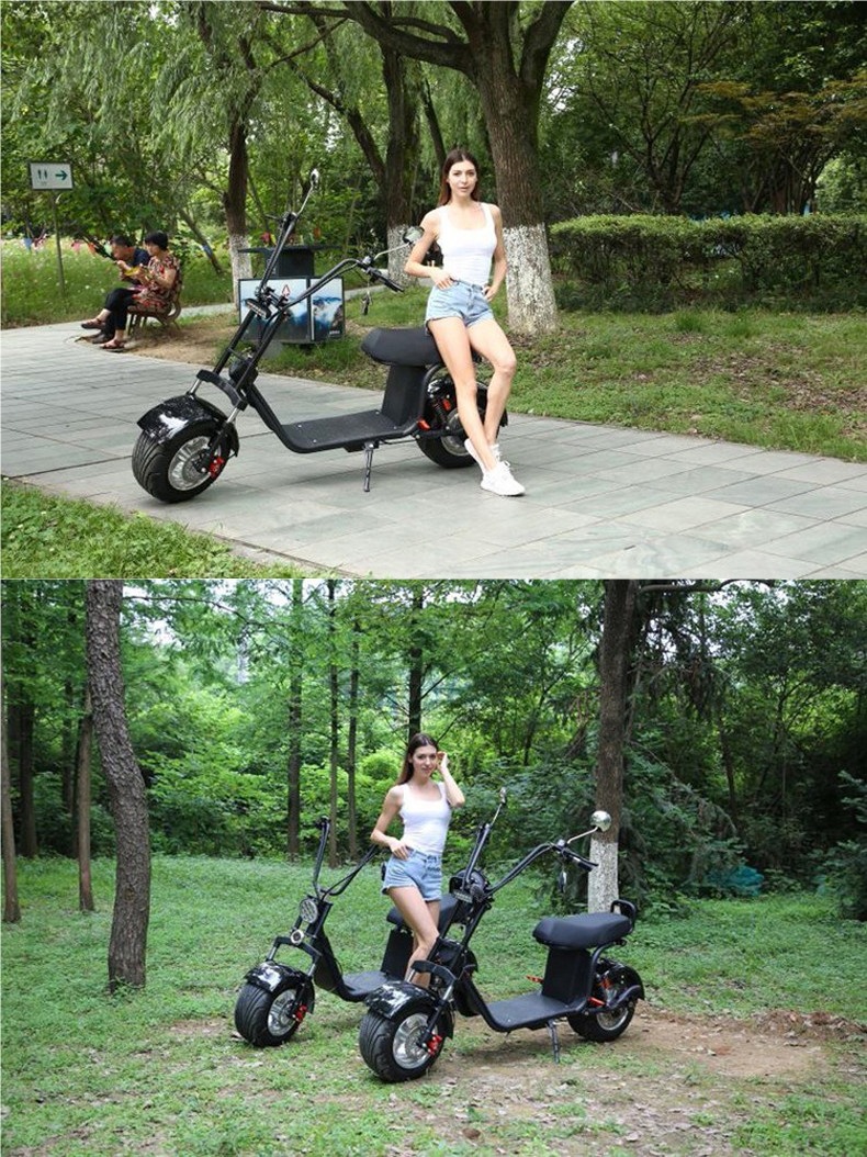 Harley electric two-wheeled scooter for parents and children, non-foldable, dual-wheel adult transportation vehicle for men and women, with large wide tires and battery power