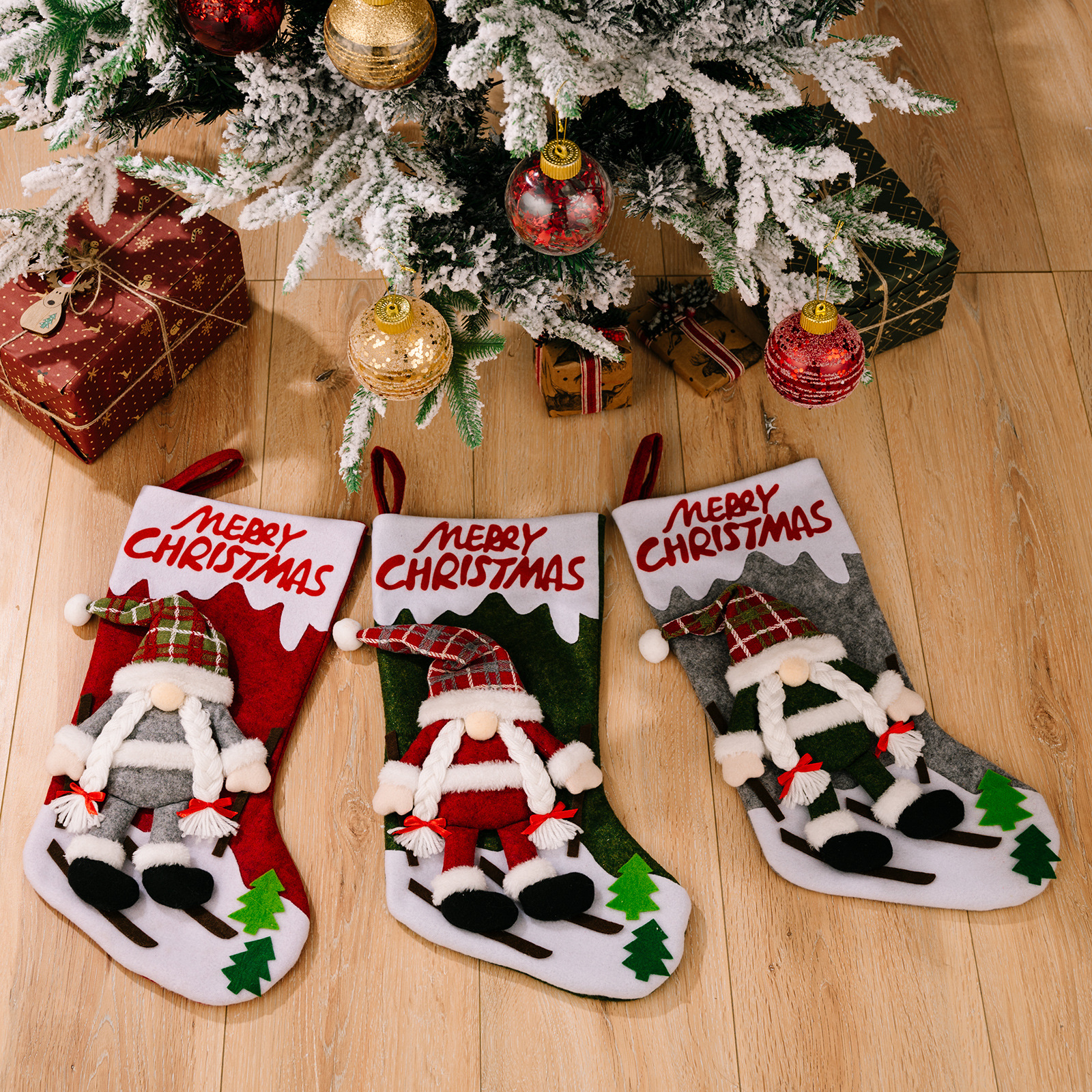 Forniture per decorazioni natalizie Bambola senza volto Calza della Befana Calzini grandi di Natale Sacchetto regalo Sacchetto regalo_voghion.com