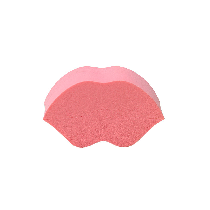 Customizado polvo de forma especial de boca esponja bloque húmedo seco suave no comer polvo no pegado polvo boca maquillaje huevo maquillaje de belleza