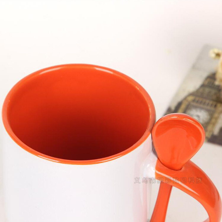 Taza de inserción de transferencia térmica cuchara interior color blanco taza con cuchara taza de impresión LOGOTIPO de publicidad taza recubierta taza personalizada taza de imagen de bricolaje