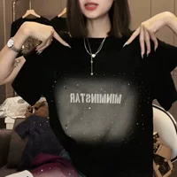 Летняя женская рубашка с короткими рукавами, новый стиль, свободный, тонкий и стильный, повседневный женский топ с круглым вырезом и принтом Hot Diamond.