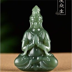 天然和田玉座蓮観音ペンダント立体彫刻菩薩ペンダント男女工芸品玉佩護シミュレーション玉