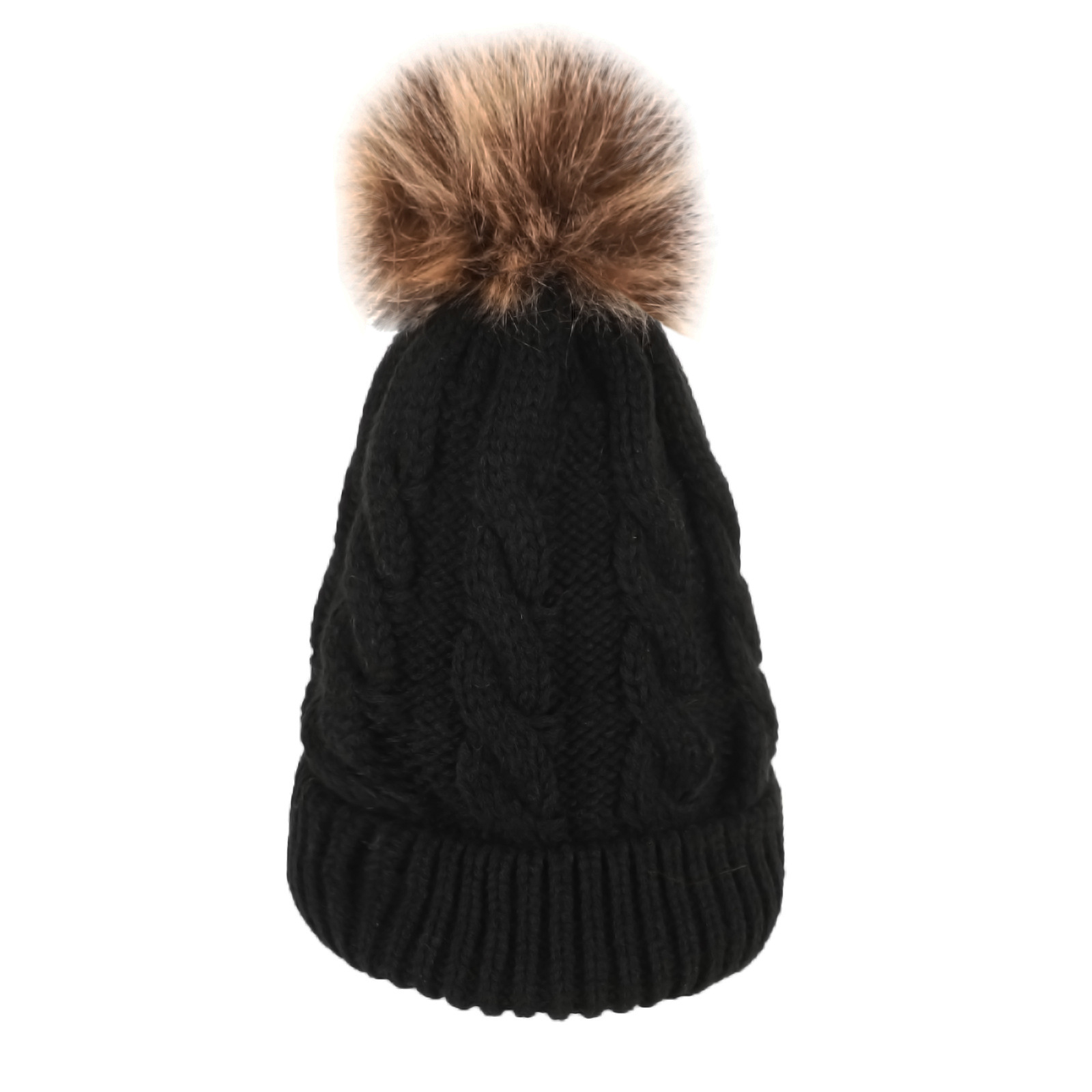 Bola de punto con giros de masa frita, gorro cálido de lana de punto sin cornisa, gorro de traje para padres e hijos adultos_voghion.com