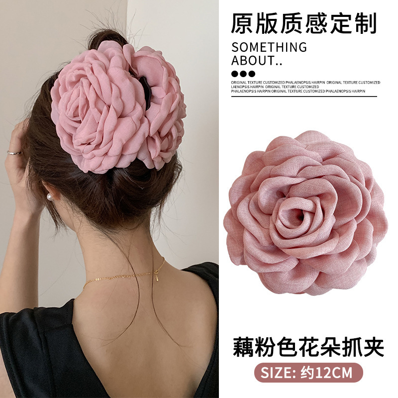 立体玫瑰花大号抓夹花朵头饰新款后脑勺鲨鱼夹发夹盘发头花发饰女|undefined