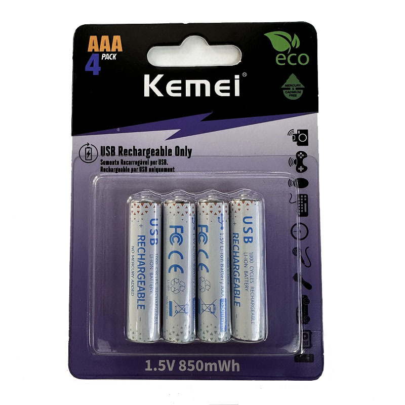 Batería recargable de corte de pelo Komei 1600mWh batería seca 5, batería de litio recargable USB al por mayor