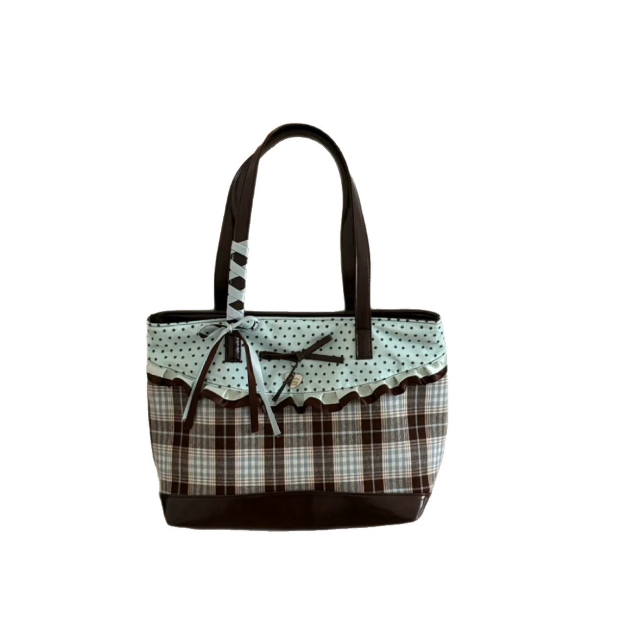 Shoulder bag retro capacious one-shoulder tote with bow, universal everyday style