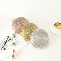 Fashion Minimalist Women's Handbag Hand-woven Round Shoulder Bag Chain Crossbody Bag Formal Dress Makeup Bag