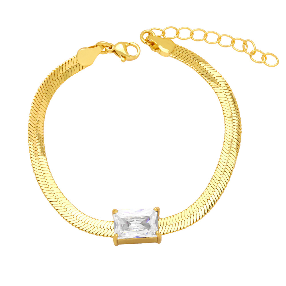 Fashion Square Copper Plating Inlay Zircon Bracelets 1 Piece
