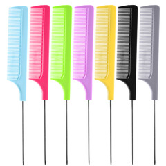 尖尾多色スチール針櫛、ヘアサロン用櫛、密歯パーマ・ハイライト用理髪ツール、工場卸売、高密度密歯