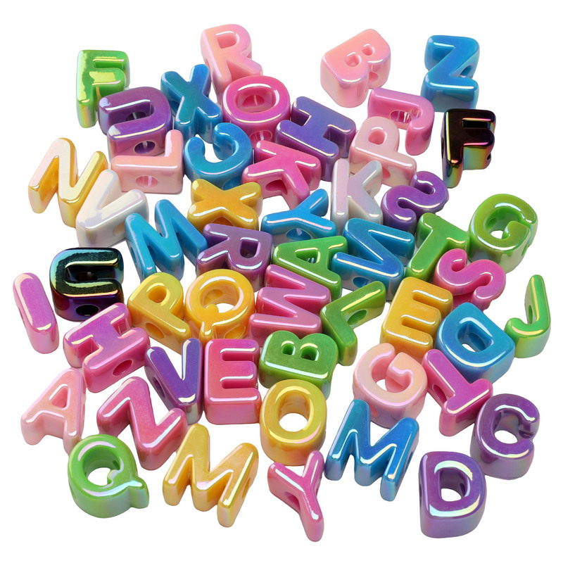 Colorful Large Hole Uv Plated Acrylic Letter Beads DIY Mobile Phone Chain Paracord Backpack Pendant Material Accessories Wholesale