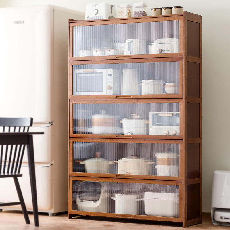 주방 선반 바닥 다층 보관 캐비닛 다기능 연장 찬장 전자 레인지 냄비 랙 식당 사물함