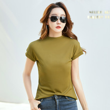 2024夏季新款韩版休闲连袖圆领修身显瘦短袖T恤女士半袖上衣小衫
