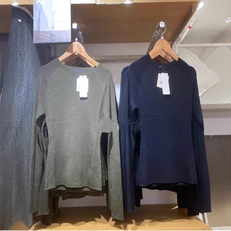 Japanese Women's 3D Merino Wool Blended Rib Knit Long Sleeve Sweater New Fashion 471666