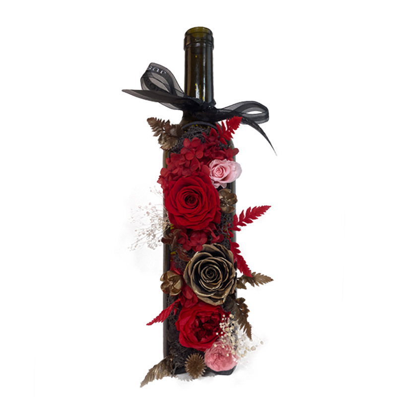 Botella de vino rosas para la vida eterna con caja de regalo al por mayor Día de San Valentín regalos de boda y cumpleaños decoración para el hogar