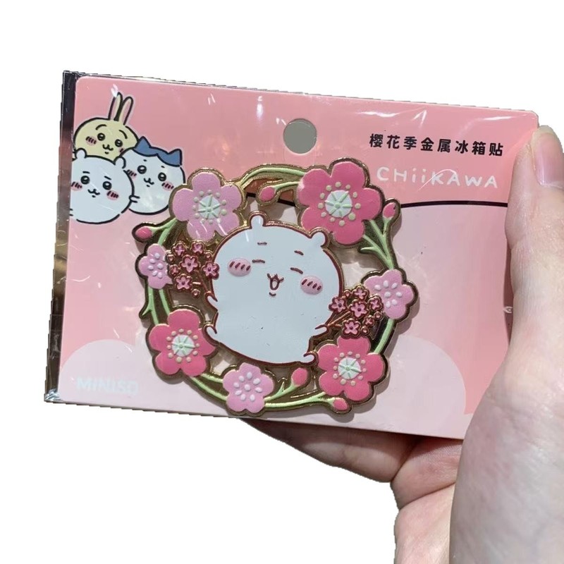 chiikawa吉伊卡哇周边樱花季金属磁吸冰箱贴高颜值可爱冰箱贴礼物|undefined