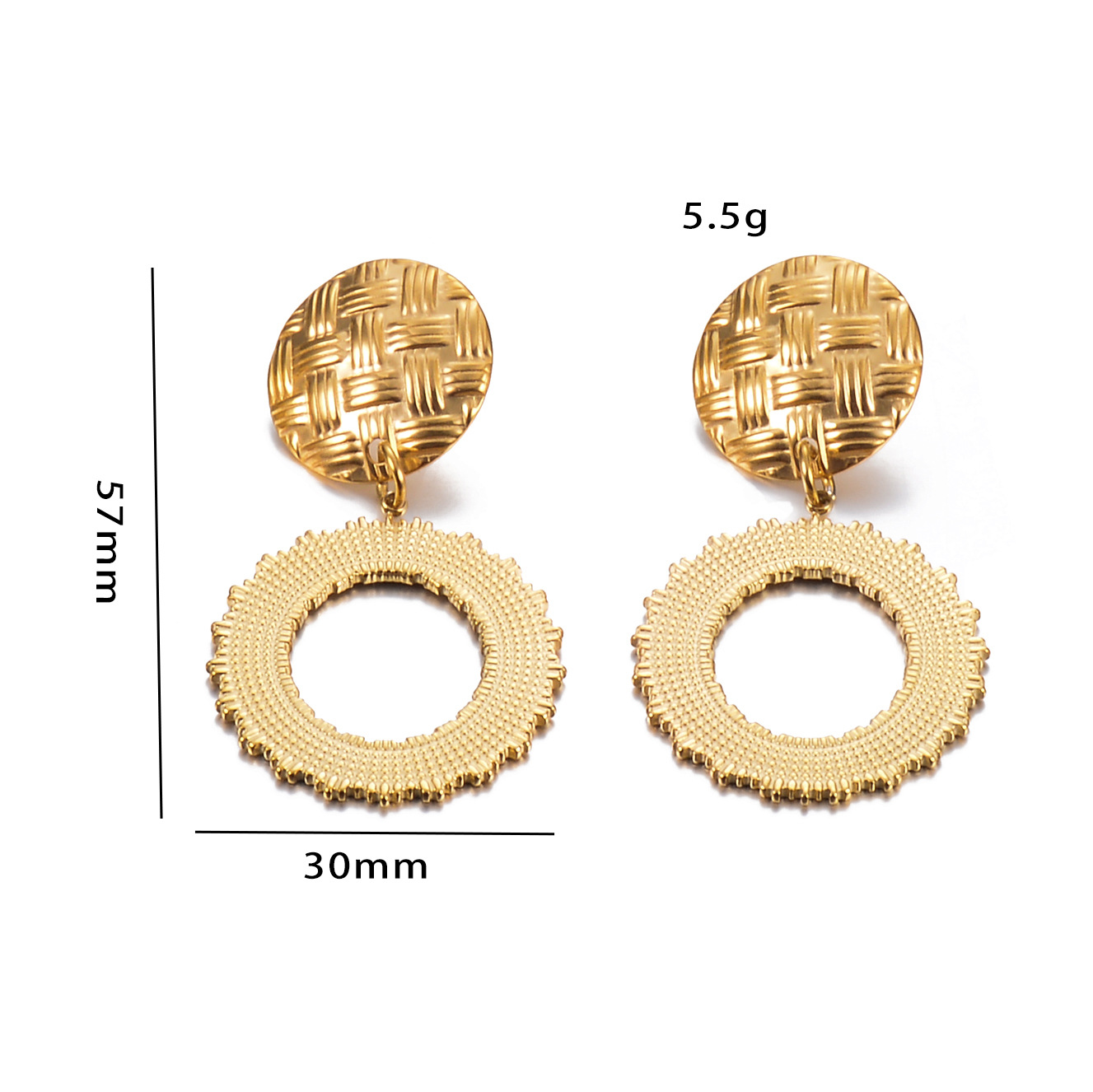 1 Pair Retro Round Plating Stainless Steel Drop Earrings display picture 1