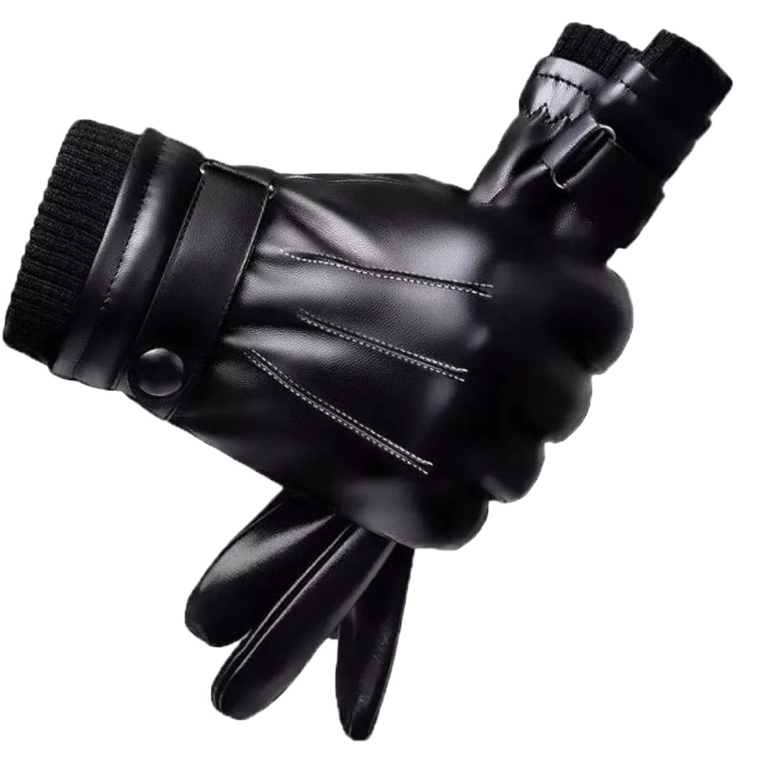 Guantes de cuero de pantalla táctil caliente de los hombres de invierno al aire libre a prueba de viento y montar a prueba de frío forrados guantes de moto esquí