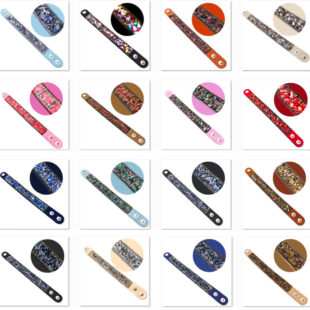 天然水晶瑪瑙玉石半寶石七彩石碎石手工手鍊 打坐瑜伽石手環圈圈