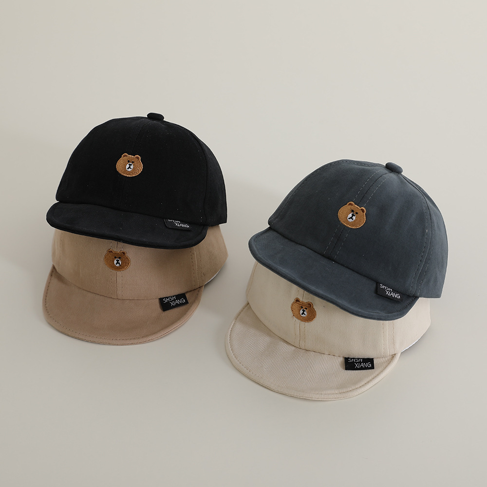 Sombrero de lengua de goma suave para bebés coreanos primavera y otoño lindo oso bordado sombrero de tapa suave para bebés bebés sombrero de béisbol otoño