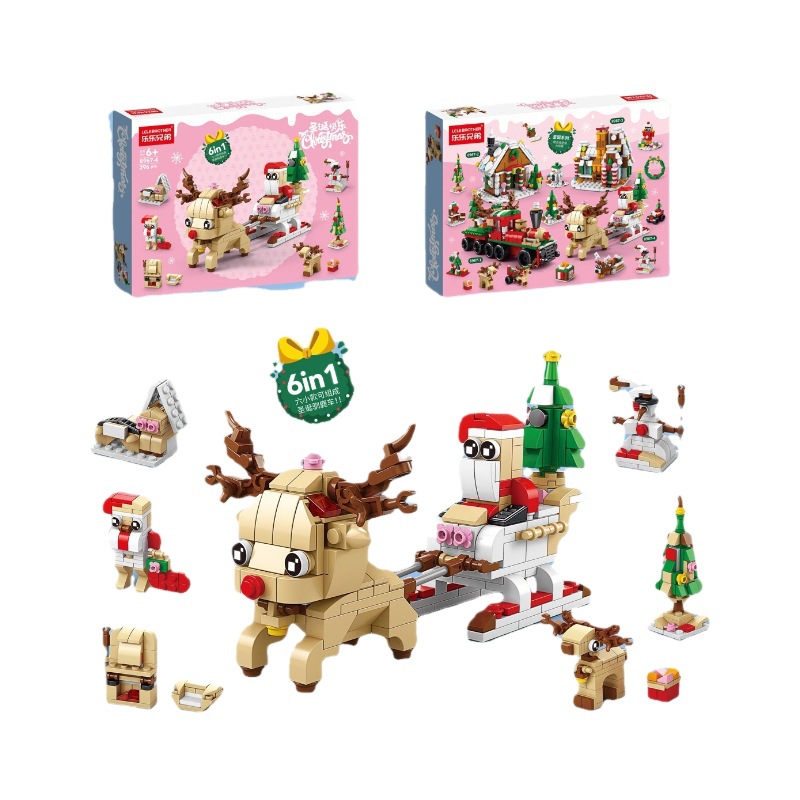 Lego navidad compatible bloque ciego puzzle puzzle niños ensamblaje dibujos animados modelo de juguete regalos transfronterizos al por mayor