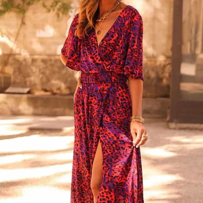 Red Leopard Print Dress Image 3