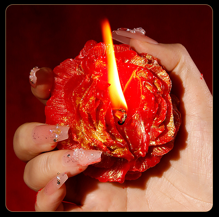 Low-Temperature Wax Play Candle Set, Red Peony Design, Adult Sensory Prop — detail image 6