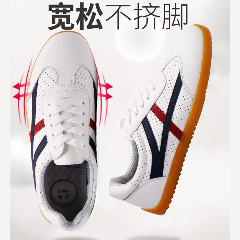 Taiji Shoes Men's Genuine Leather Thickened Beef Sole Women's Soft Bottom Soft Surface Martial Arts Shoes Soft Cowhide Breathable Taijiquan Morning Practice Shoes