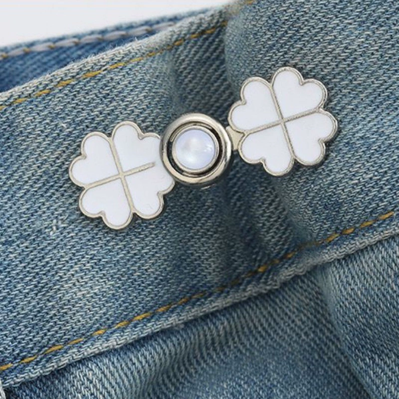 Nail-Free Removable Waist Buckle Pair, Flat-Bottom Seamless Buttons for Pants & Skirts, Assorted Designs