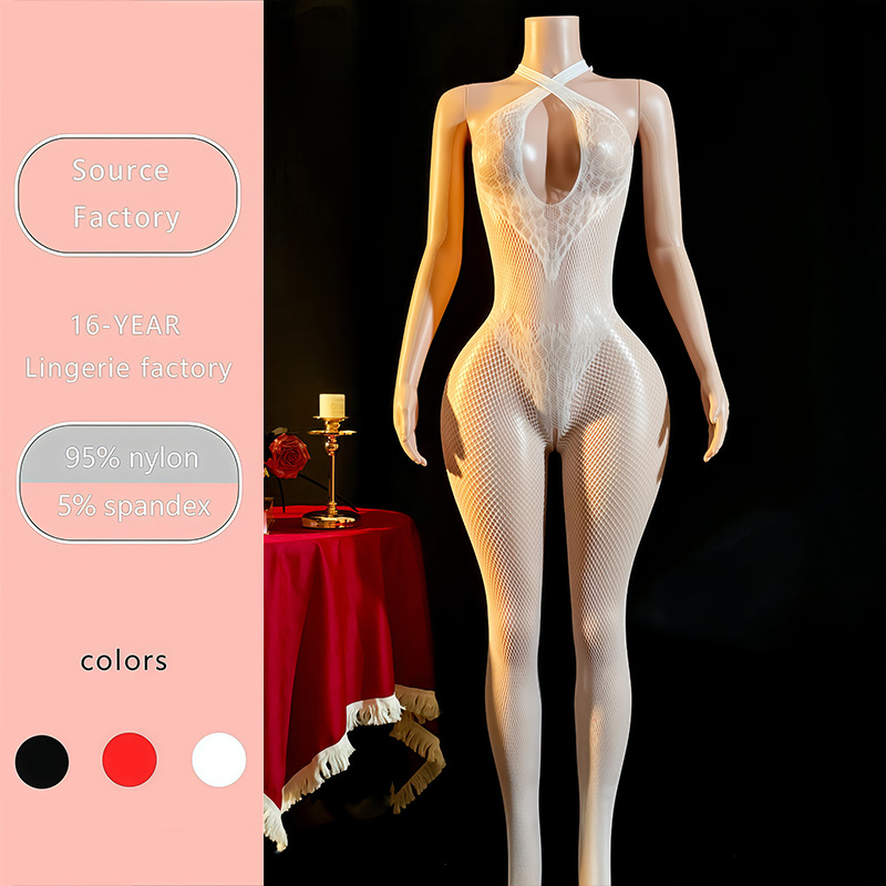 Body de Red con Halter ZJL de Nailon para Citas de Pareja